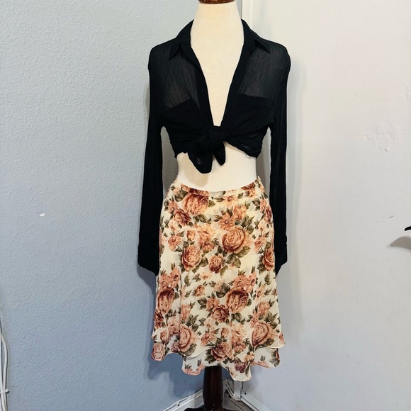 Compagnie Internationale Express Vintage Floral A-Line Y2K Ruffled Boho Skirt M - Picture 3 of 17